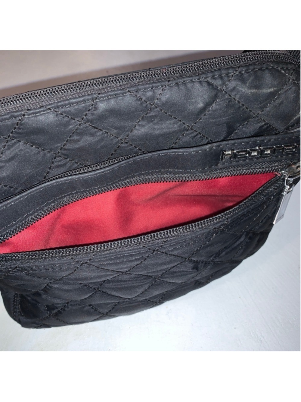Women's Hedgren Black Quilted Crossbody Bag One Size with red Interior - Picture 5 of 16